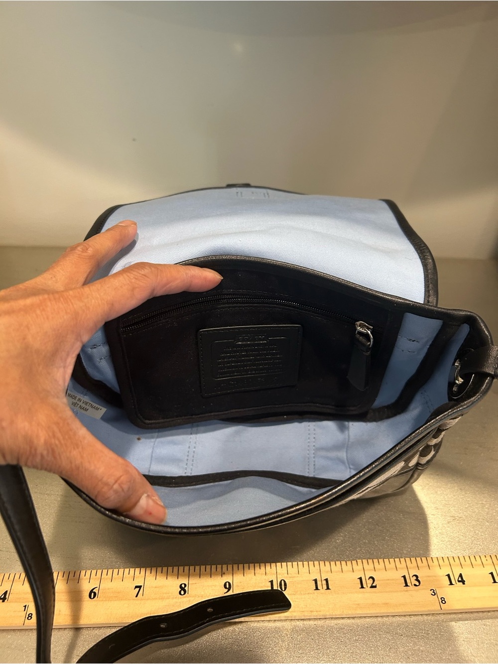 Coach Black/grey Signature Canvas Crossbody Saddle Bag - Picture 10 of 11